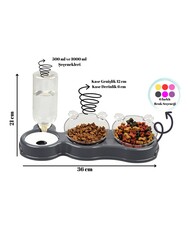 Glipet Çift Hazneli- 3' lü Beslenme Mama ve Su Kabı Sarı 1000ml 36*21*16 cm - Thumbnail