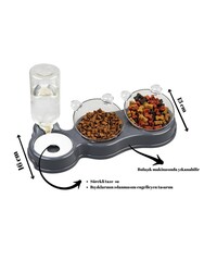 Glipet Çift Hazneli- 3' lü Beslenme Mama ve Su Kabı Sarı 1000ml 36*21*16 cm - Thumbnail