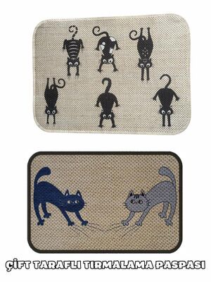 Glipet - Glipet Çift Taraflı Tırmalama Paspası 90x60 Two Cat x Altı Kedi