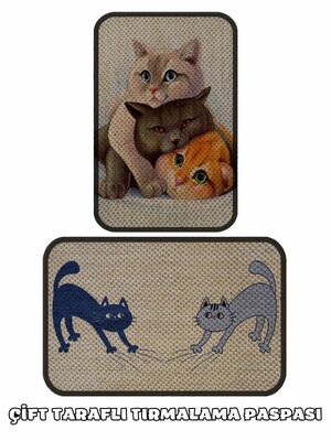 Glipet - Glipet Çift Taraflı Tırmalama Paspası 90x60 Two Cat x Three Cat