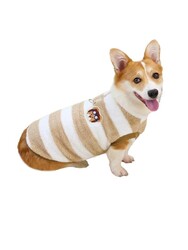 Glipet Çizgili Köpek Kazağı Kahverengi Beyaz 4XL - Thumbnail