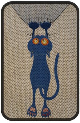 Miapet - Miapet Desenli Çift Taraflı Kedi Tırmalama Paspası Blue Cat 38.5 X 30 Cm