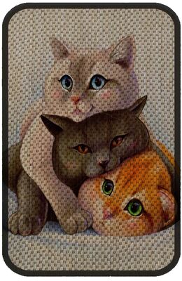 Glipet - Glipet Desenli Çift Taraflı Kedi Tırmalama Paspası Three Cat 38.5 X 30 Cm