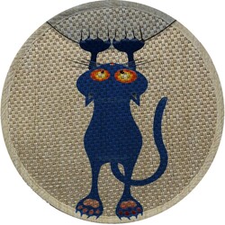 Glipet Desenli Çift Taraflı Kedi Tırmalama Paspası Yuvarlak Blue Cat 36*36 Cm - Thumbnail