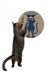 Glipet Desenli Çift Taraflı Kedi Tırmalama Paspası Yuvarlak Blue Cat 36*36 Cm - Thumbnail