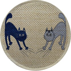 Glipet Desenli Çift Taraflı Kedi Tırmalama Paspası Yuvarlak Blue-Gray 36*36 Cm - Thumbnail