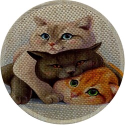 Glipet Desenli Çift Taraflı Kedi Tırmalama Paspası Yuvarlak Three Cat 36*36 Cm - Thumbnail