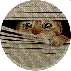 Glipet Desenli Çift Taraflı Kedi Tırmalama Paspası Yuvarlak Watch 36*36 Cm - Thumbnail