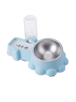 Glipet - Glipet Eğimli Hazneli Mama Ve Su Kabı 32x21x9 Cm Turkuaz