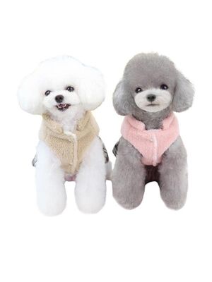 Glipet - Glipet Ekose Etekli Ayıcıklı Polar Köpek Kıyafeti Pembe L