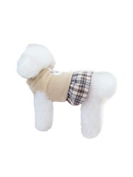 Glipet Ekose Etekli Ayıcıklı Polar Köpek Kıyafeti Pembe M - Thumbnail