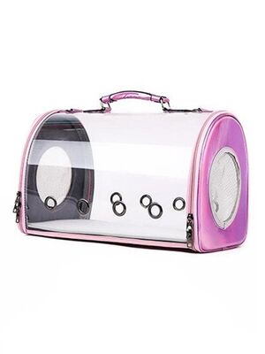 Glipet - Glipet Emily Şeffaf Kedi Köpek Taşıma Çantası 43x28x25 Cm Pembe