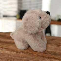 Glipet Fularlı Köpek Peluş Köpek Oyuncağı 14x12x8 Cm Açık Kahve - Thumbnail