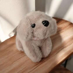 Glipet Fularlı Köpek Peluş Köpek Oyuncağı 14x12x8 Cm Açık Kahve - Thumbnail