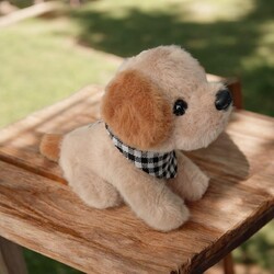 Glipet Fularlı Köpek Peluş Köpek Oyuncağı 14x12x8 Cm Kahverengi - Thumbnail