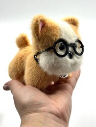 Glipet Gözlüklü Köpek Peluş Köpek Oyuncağı 11x12x8 Cm Turuncu - Thumbnail