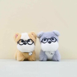 Glipet Gözlüklü Köpek Peluş Köpek Oyuncağı 11x12x8 Cm Turuncu - Thumbnail