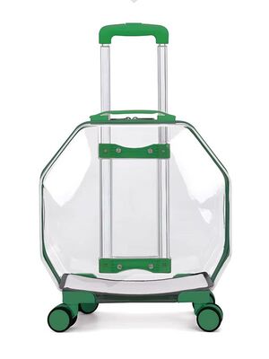 Glipet - Glipet Hexa Şeffaf Çekçekli Kedi Köpek Taşıma Valizi 45x28x48 Cm Yeşil