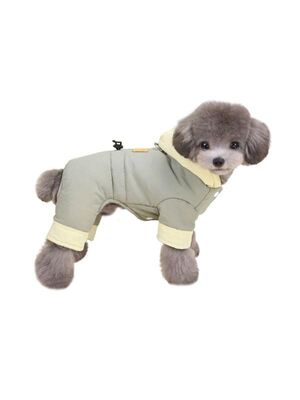 Glipet - Glipet Kapüşonlu Köpek Montu Gri Bej XL