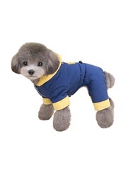 Glipet Kapüşonlu Köpek Montu Mavi Sarı L - Thumbnail