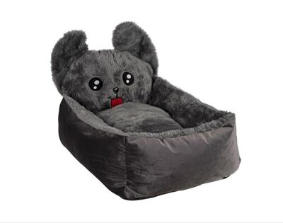 Glipet - Glipet Kedi Başlı Kedi-Köpek Yatağı Gri 