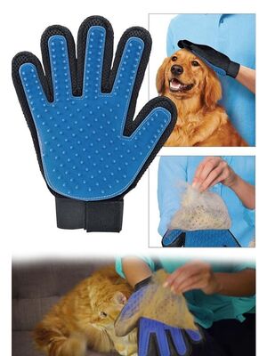 Glipet - Glipet Kedi Köpek Tüy Toplama Eldiveni Mavi
