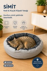 Glipet Kedi ve Küçük Irk Köpek Yatağı Yumuşak Minderli Simit Pet Yatağı Gri - Thumbnail