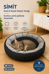 Glipet Kedi ve Küçük Irk Köpek Yatağı Yumuşak Minderli Simit Pet Yatağı Lacivert - Thumbnail