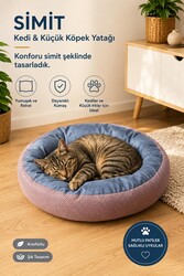Glipet Kedi ve Küçük Irk Köpek Yatağı Yumuşak Minderli Simit Pet Yatağı Pembe - Thumbnail
