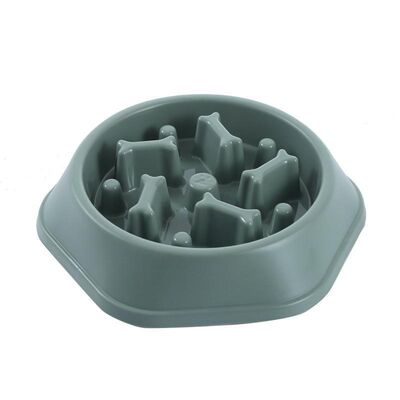 Glipet - Glipet Kemik Desenli Kedi ve Köpek Yavaş Yeme Mama Kabı 18 Cm Yeşil
