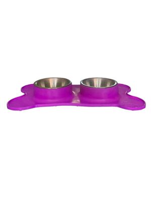 Glipet - Glipet Kemik Şeklinde Silikon Mama Ve Su Kabı 400 ml Mor