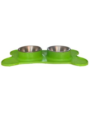 Glipet - Glipet Kemik Şeklinde Silikon Mama Ve Su Kabı 400 ml Yeşil