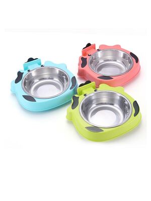 Glipet - Glipet Kurbağa Desenli Tekli Mama Ve Su Kabı 19x19x4.5 Cm Mavi