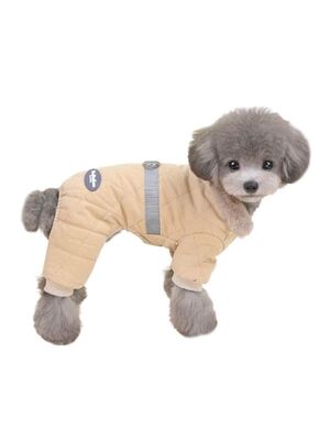 Glipet - Glipet Kürk Yakalı Köpek Montu Bej XXL