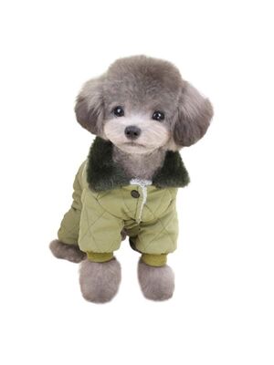Glipet - Glipet Kürk Yakalı Köpek Montu Haki L