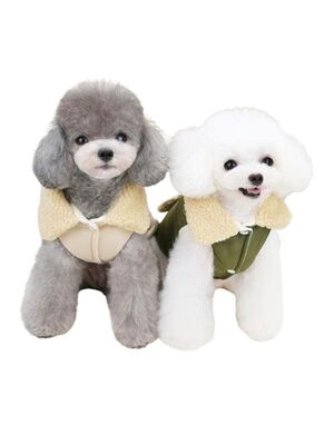 Glipet - Glipet Kürk Yakalı Köpek Yeleği Yeşil L