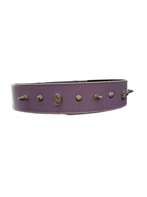 Glipet - Glipet Kuru Kafalı Ve Çivili Lila Renkli Destekli Yumuşak Doku Köpek Boyun Tasması 4x65 Cm