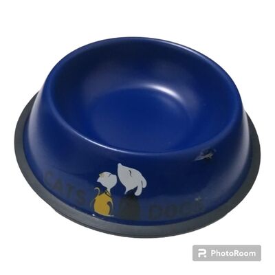 Glipet - Glipet Lacivert Desenli Çelik Kedi Mama su Kabı 22 Cm