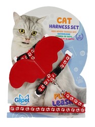 Glipet Melek Kanatlı Kedi Göğüs Tasması Kırmızı Pati - Thumbnail