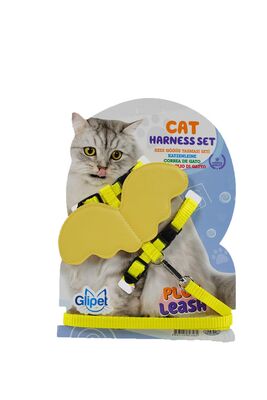 Glipet - Glipet Melek Kanatlı Kedi Göğüs Tasması Sarı