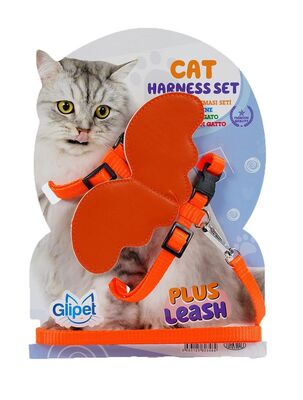 Glipet - Glipet Melek Kanatlı Kedi Göğüs Tasması Turuncu