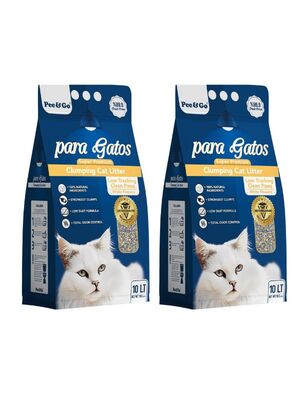 Glipet - Glipet Paragatos Aktif Karbon Ve Beyaz Çiçekli İnce Taneli Kedi Kumu 10 LT 2'li Paket