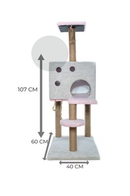 Glipet - Glipet Pati Katlı Kedi Tırmalaması 107 x 60 x 40 Cm Kahve - Beyaz