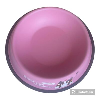 Glipet - Glipet Pembe Desenli Çelik Kedi Mama su Kabı 30 Cm