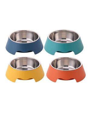 Glipet - Glipet Petsy Tekli Çelik Hazneli Mama ve Su Kabı 18.5x6 Cm Sarı