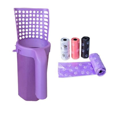 Glipet - Glipet Plastik Entegre Çıkarılabilir Kaka Torbası Takılabilir Kedi Kumu Küreği + 4 Rulo Kaka Torbalı