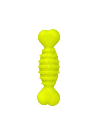 Glipet - Glipet Plastik Halter Dikenli Kemik Köpek Oyuncağı 12cm Sarı