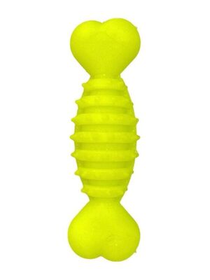 Glipet - Glipet Plastik Halter Dikenli Kemik Köpek Oyuncağı 12cm Sarı