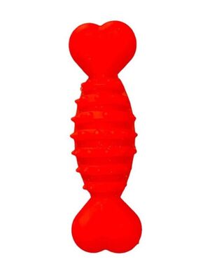 Glipet - Glipet Plastik Halter Dikenli Kemik Köpek Oyuncağı 12cm Turuncu