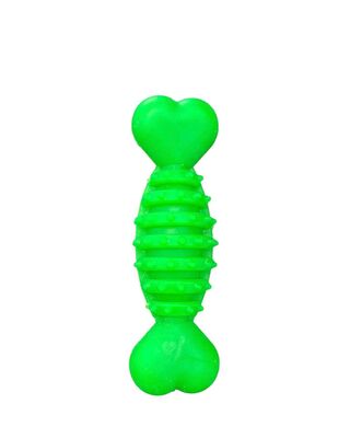Glipet - Glipet Plastik Halter Dikenli Kemik Köpek Oyuncağı 12cm Yeşil